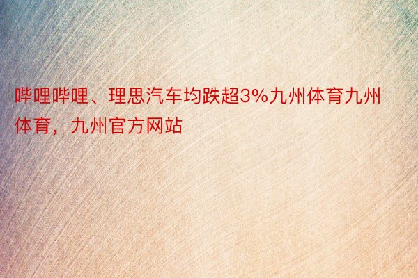 哔哩哔哩、理思汽车均跌超3%九州体育九州体育，九州官方网站