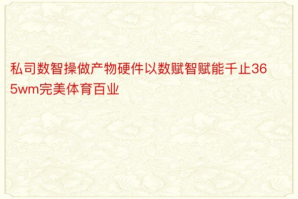 私司数智操做产物硬件以数赋智赋能千止365wm完美体育百业