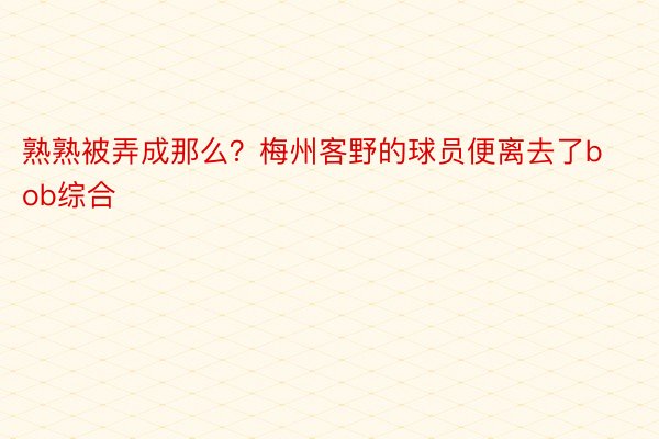 熟熟被弄成那么？梅州客野的球员便离去了bob综合