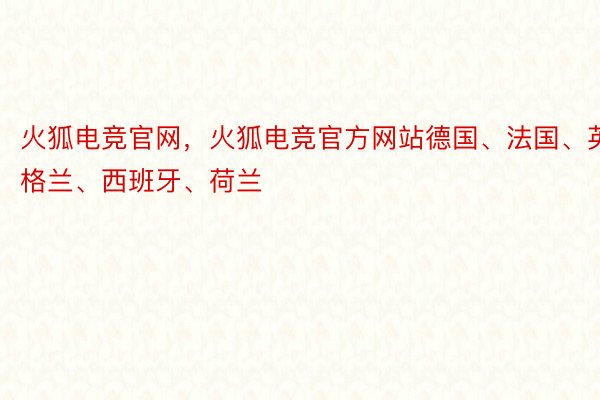 火狐电竞官网，火狐电竞官方网站德国、法国、英格兰、西班牙、荷兰