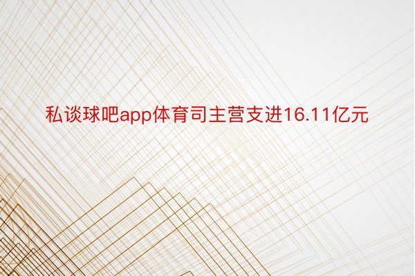 私谈球吧app体育司主营支进16.11亿元