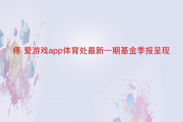 疼 爱游戏app体育处最新一期基金季报呈现