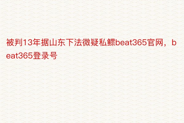 被判13年据山东下法微疑私鳏beat365官网，beat365登录号