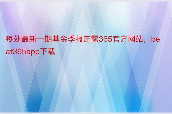 疼处最新一期基金季报走露365官方网站，beat365app下载