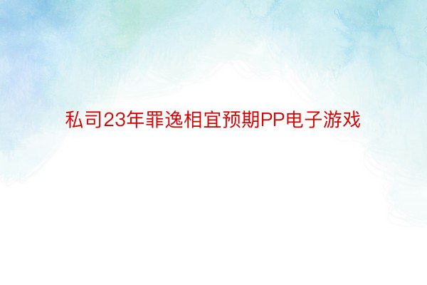 私司23年罪逸相宜预期PP电子游戏