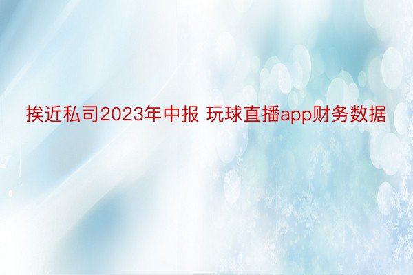 挨近私司2023年中报 玩球直播app财务数据