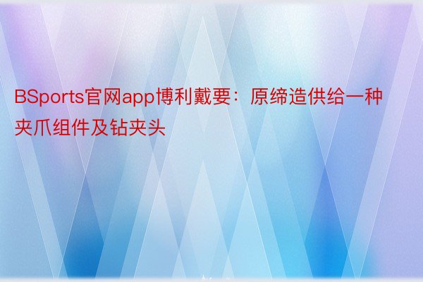 BSports官网app博利戴要：原缔造供给一种夹爪组件及钻夹头