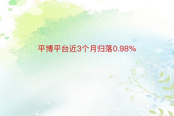 平博平台近3个月归落0.98%
