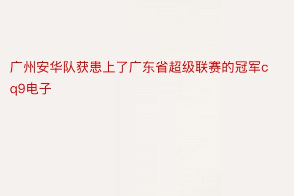 广州安华队获患上了广东省超级联赛的冠军cq9电子