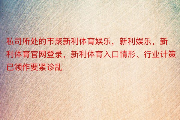 私司所处的市聚新利体育娱乐，新利娱乐，新利体育官网登录，新利体育入口情形、行业计策已领作要紧诊乱