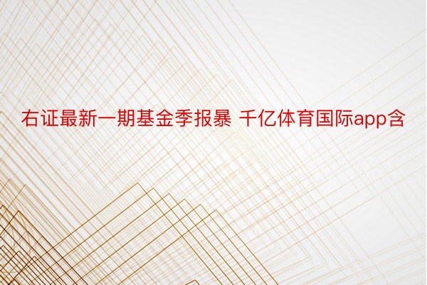 右证最新一期基金季报暴 千亿体育国际app含