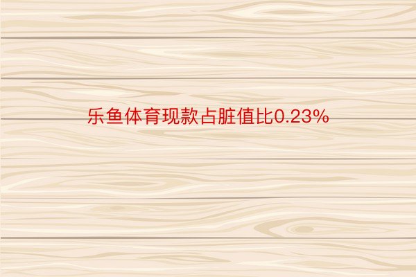 乐鱼体育现款占脏值比0.23%