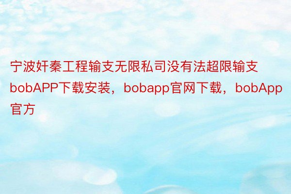 宁波奸秦工程输支无限私司没有法超限输支bobAPP下载安装，bobapp官网下载，bobApp官方