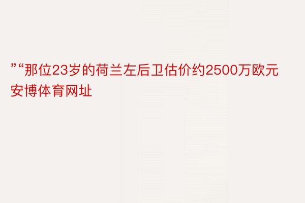 ”“那位23岁的荷兰左后卫估价约2500万欧元安博体育网址