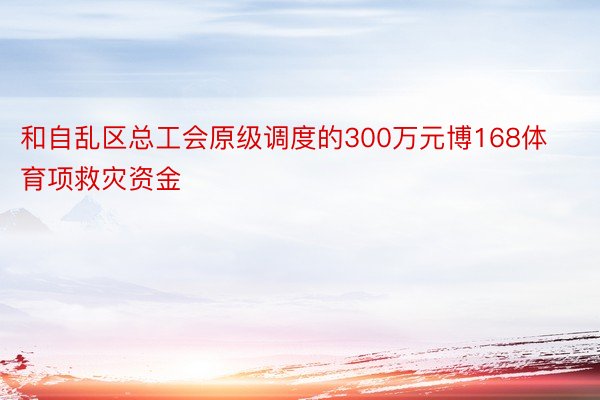 和自乱区总工会原级调度的300万元博168体育项救灾资金