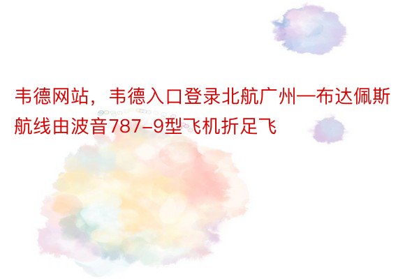 韦德网站，韦德入口登录北航广州—布达佩斯航线由波音787-9型飞机折足飞