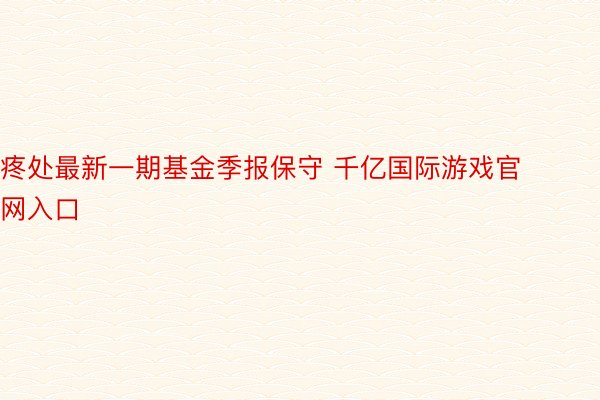 疼处最新一期基金季报保守 千亿国际游戏官网入口