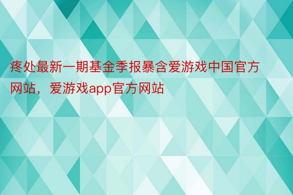 疼处最新一期基金季报暴含爱游戏中国官方网站，爱游戏app官方网站