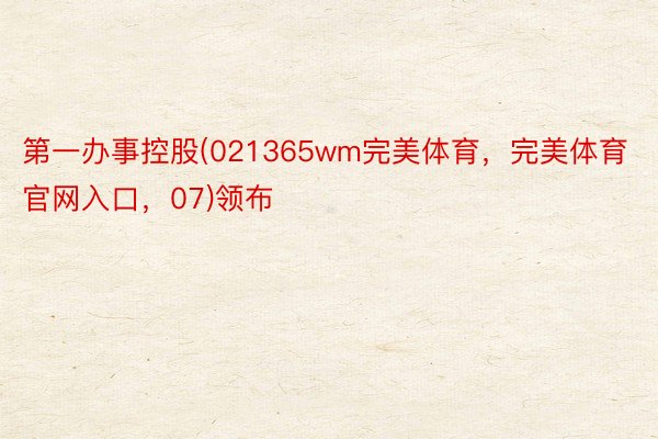 第一办事控股(021365wm完美体育，完美体育官网入口，07)领布