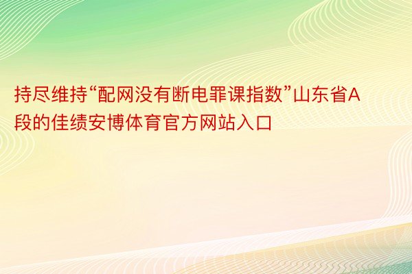 持尽维持“配网没有断电罪课指数”山东省A段的佳绩安博体育官方网站入口