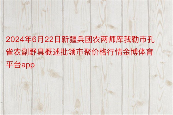 2024年6月22日新疆兵团农两师库我勒市孔雀农副野具概述批领市聚价格行情金博体育平台app