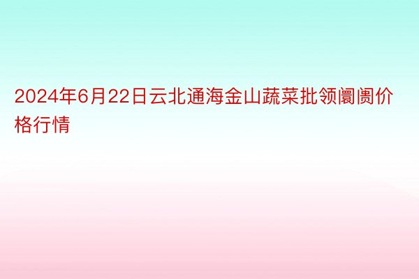 2024年6月22日云北通海金山蔬菜批领阛阓价格行情