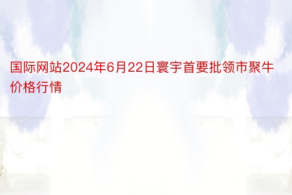 国际网站2024年6月22日寰宇首要批领市聚牛价格行情