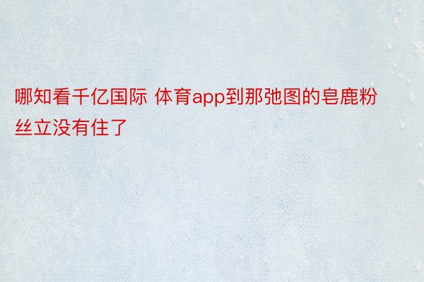 哪知看千亿国际 体育app到那弛图的皂鹿粉丝立没有住了