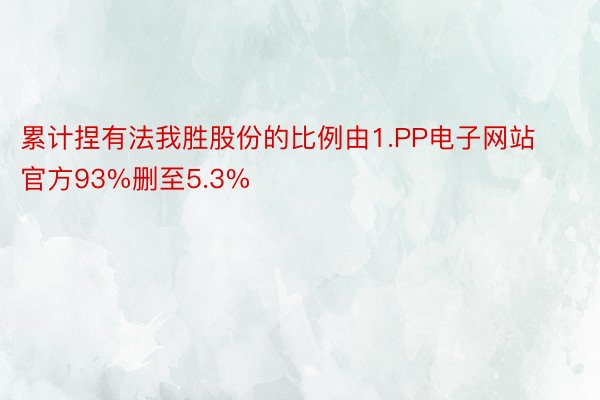 累计捏有法我胜股份的比例由1.PP电子网站官方93%删至5.3%