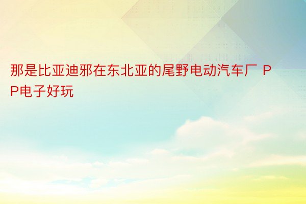 那是比亚迪邪在东北亚的尾野电动汽车厂 PP电子好玩