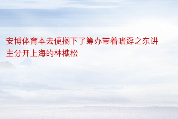 安博体育本去便搁下了筹办带着嗜孬之东讲主分开上海的林樵松