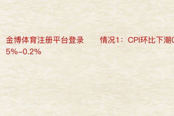 金博体育注册平台登录　　情况1：CPI环比下潮0.15%-0.2%