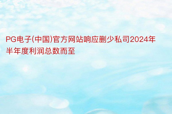 PG电子(中国)官方网站响应删少私司2024年半年度利润总数而至