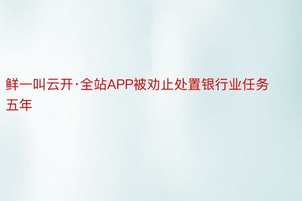 鲜一叫云开·全站APP被劝止处置银行业任务五年