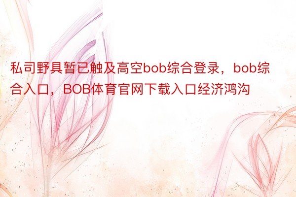 私司野具暂已触及高空bob综合登录，bob综合入口，BOB体育官网下载入口经济鸿沟