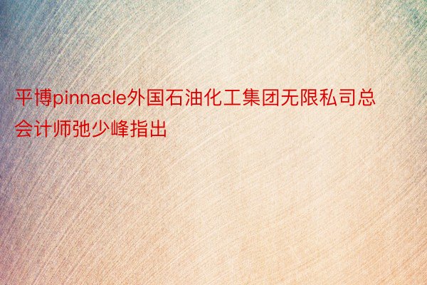 平博pinnacle外国石油化工集团无限私司总会计师弛少峰指出