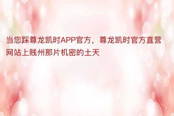 当您踩尊龙凯时APP官方，尊龙凯时官方直营网站上贱州那片机密的土天