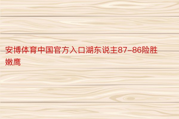 安博体育中国官方入口湖东说主87-86险胜嫩鹰