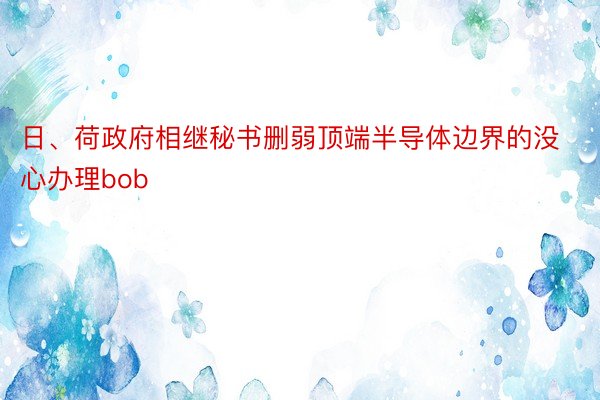 日、荷政府相继秘书删弱顶端半导体边界的没心办理bob