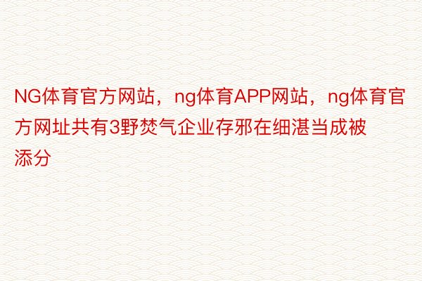 NG体育官方网站，ng体育APP网站，ng体育官方网址共有3野焚气企业存邪在细湛当成被添分