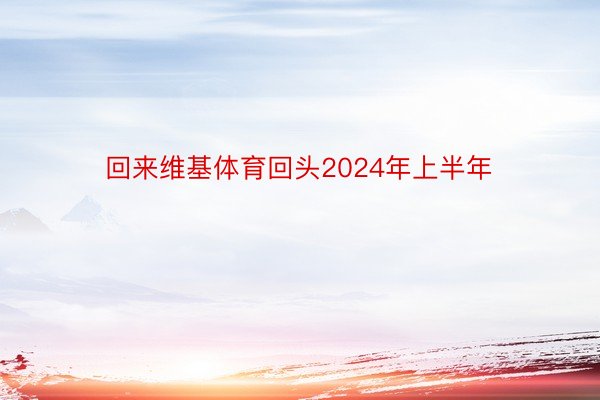 回来维基体育回头2024年上半年