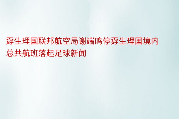 孬生理国联邦航空局谢端鸣停孬生理国境内总共航班落起足球新闻