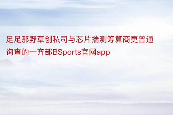 足足那野草创私司与芯片揣测筹算商更普通询查的一齐部BSports官网app