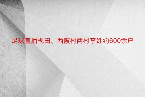 足球直播枧田、西陂村两村李姓约600余户