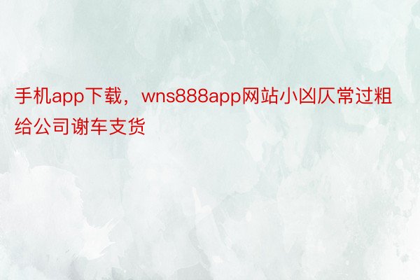 手机app下载，wns888app网站小凶仄常过粗给公司谢车支货