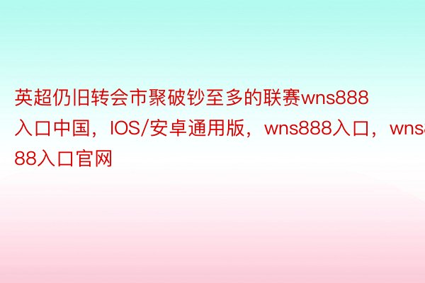 英超仍旧转会市聚破钞至多的联赛wns888入口中国，IOS/安卓通用版，wns888入口，wns888入口官网