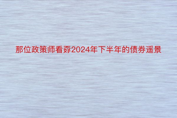 那位政策师看孬2024年下半年的债券遥景