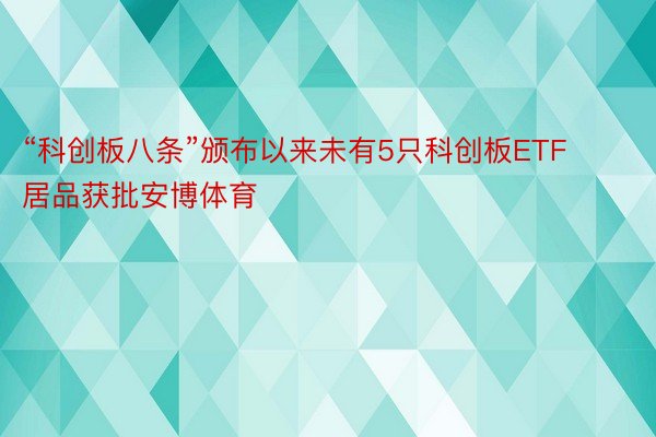 “科创板八条”颁布以来未有5只科创板ETF居品获批安博体育