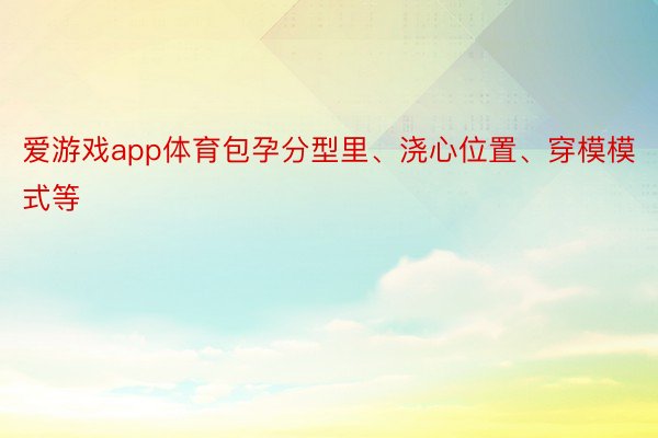 爱游戏app体育包孕分型里、浇心位置、穿模模式等