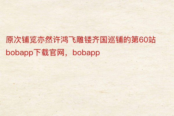 原次铺览亦然许鸿飞雕镂齐国巡铺的第60站bobapp下载官网，bobapp